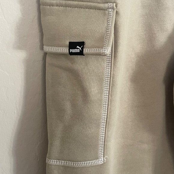 Puma Power Cargo Pants Tan Women's Extra Large Relaxed Fit Lounging NWT Winter - Picture 4 of 7